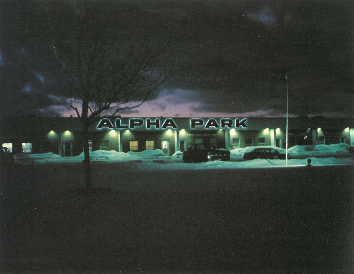 Alpha Park Outside Business Space at Night